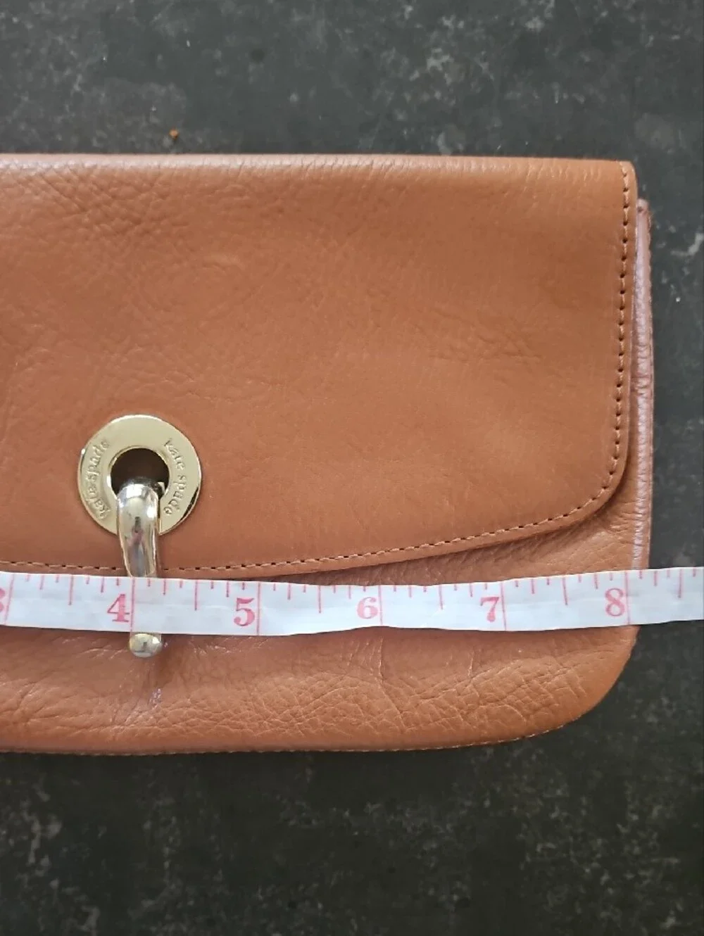 Kate Spade Vintage Leather Wristlet Clutch in Tan